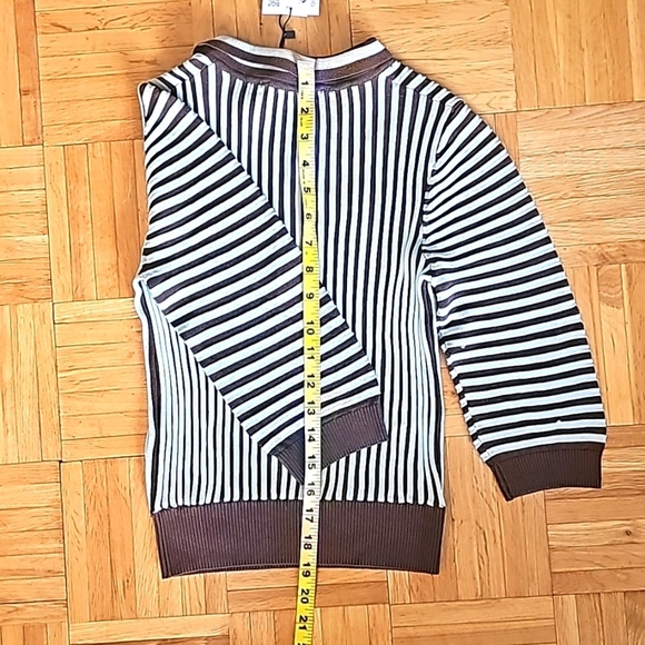 Zara Top, Women's Striped Collared 3 Button Stretchy Rib Knit Polo, S - Picture 4 of 6